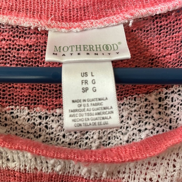 Motherhood Maternity Pink and White Striped Sweater Large - Picture 2 of 5